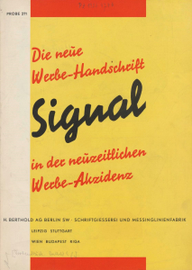 H. Berthold AG: Signal: die neue Werbe-Handschrift in der neuzeitlichen Werbe-Akzidenz