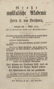 Plakat zur Uraufführung 1824(Mus.ms.autogr. Beethoven, L. v. 35, 78a)