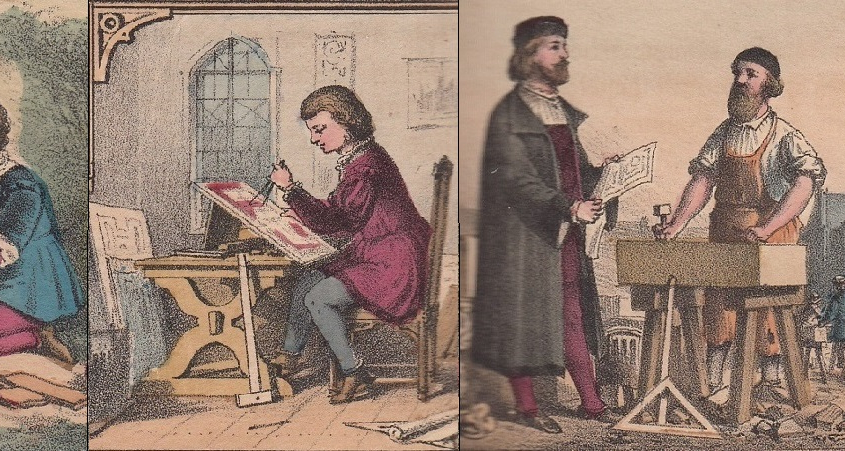 Collage aus: Vom Kind zum Mann / Max Ulrich. Ill.: Adolph Karst u. H. Hoffmann. Dresden, 1863. - Signatur: 19 ZZ 1378