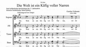 Notendruck „Die Welt ist ein Käfig voller Narren“ aus dem Nachlass Gunther Erdmann (Signatur: 55 NB 18046-1) - Staatsbibliothek zu Berlin – PK - Lizenz: CC BY-NC-SA