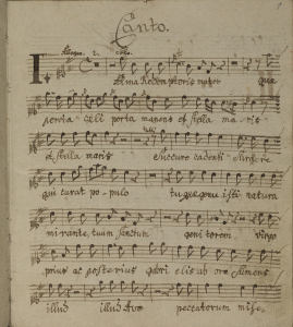 Canto-Stimme, erste Notenseite