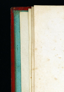 Einband, Spiegel mit grün gefärbtem Papier und Vosatzpapier, Der grosse Maskenball, 1805, Abbildung Kulturhistorisches Museum Magdeburg