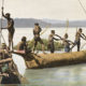 "Andaman-Inseln - Fischfang mit Bogen." (um 1895), aus "Malerische Studien. Eine Reise um die Welt in 200 farbigen Photographien nach Naturaufnahmen", Leipzig: R. P. Koehler o.J. (1900); Bd. 2 | © bpk