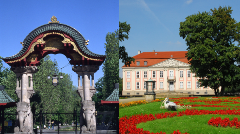 Das Elefantentor vom Zoo Berlin und das Schloss Friedrichsfelde im Tierpark Berlin. © Freunde Hauptstadtzoos