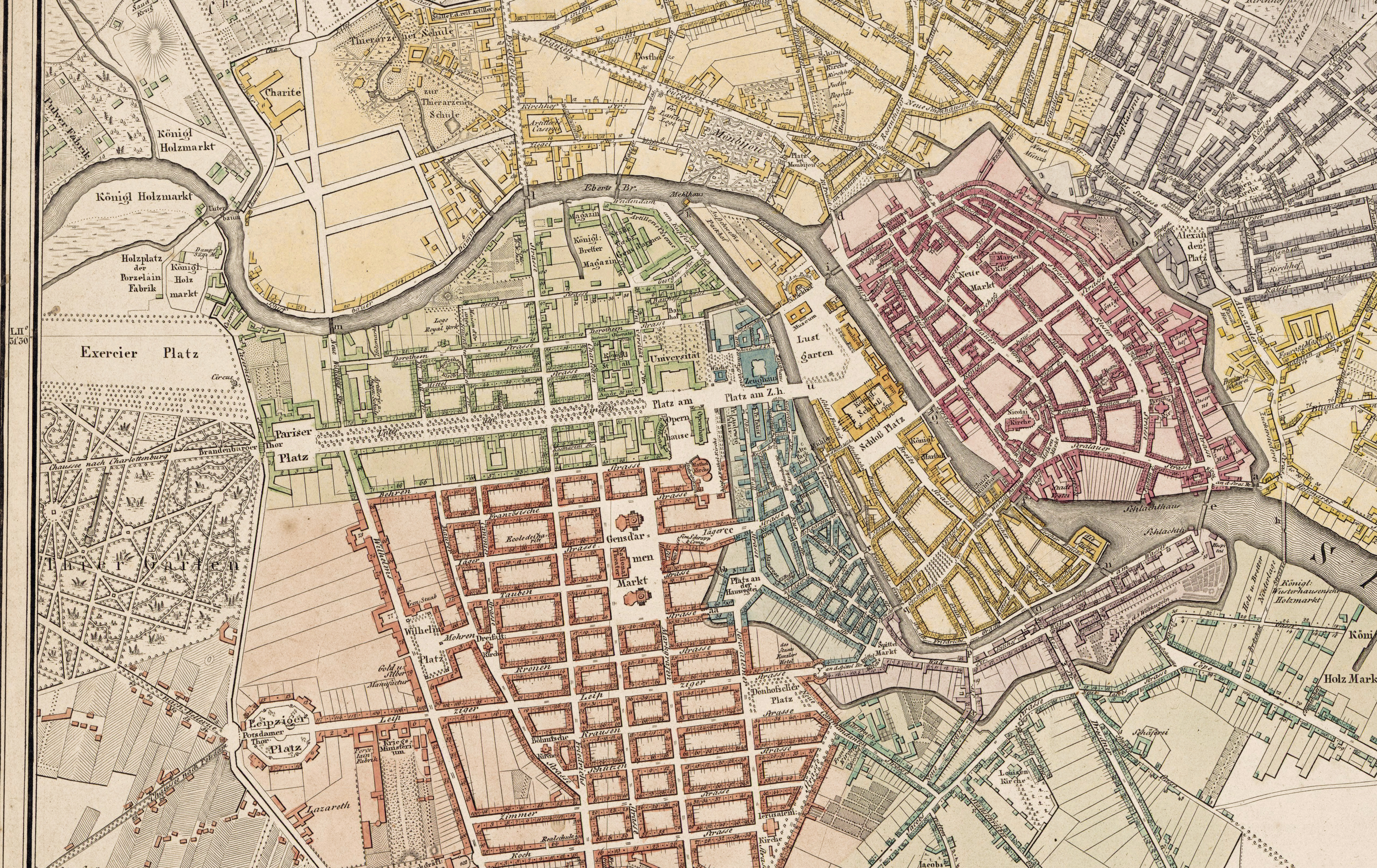 Ausschnitt aus Reymann: Neuester Grundriss von Berlin (1826)
