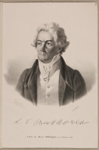 Ludwig van Beethoven, Lithografie von Godefroy Engelmann (1788–1839), um 1825