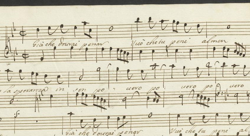 Già che dovrai penar: Zweites Stück aus Antonio Lotti (1666-1740): 26 Arien und Kantaten. Partiturabschrift ca. 1740-1760.