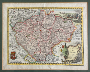 NL Preußler: Gerahmte Landkarte des Königreichs Böhmen, 1743.