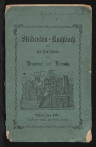 Titelbild des Studenten-Kochbuchs von 1875: Die Studenten-Bude