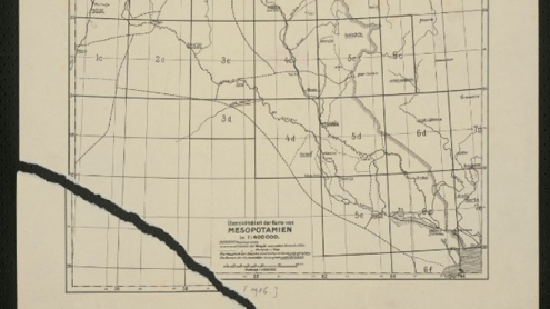 Übersichtsblatt der Karte von Mesopotamien in 1:400 000. 1916, Bibliothekssignatur: Kart. D 6201 –Indexblatt