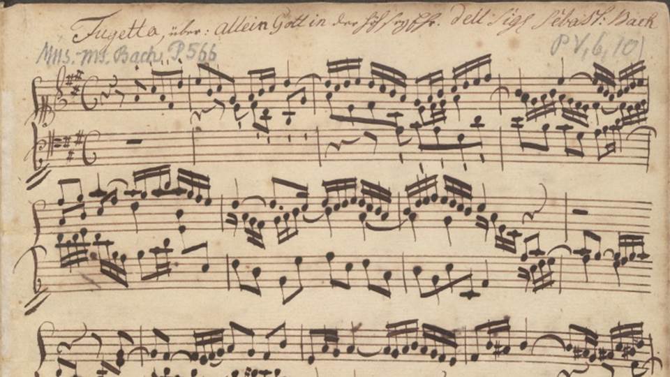 Titelblatt von: Bach, Johann Sebastian (1685-1750): Sammelhandschrift mit Choralbearbeitungen (BWV 672-675, 677 u. 679) und Duetten (BWV 802-805) aus der Klavierübung 3. Teil. Abschrift von Gottfried Heinrich Moering (1747-1825). Bibliothekssignatur: Mus.ms. Bach P 566. Staatsbibliothek zu Berlin - PK. Lizenz: CC-BY-NC-SA