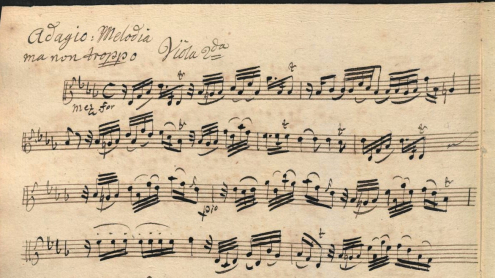 Fragment of an eighteenth-century copy of Johann Gottlieb Janitsch’s Sonata da Camera No. 21 in g minor. Sing-Akademie zu Berlin: D-Bsa SA 3149