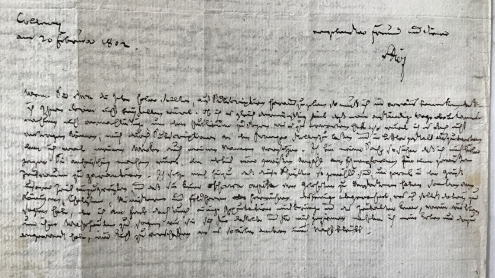 Brief von Heinrich Friedrich von Diez an Friedrich Nicolai, 20. Februar 1802. - Staatsbibliothek zu Berlin. Handschriftenabteilung; Nachl. Friedrich Nicolai; Signatur: Nachlass Friedrich Nicolai/I/14/Mappe 29/Diez, Heinrich Friedrich von, Blatt 418v. 