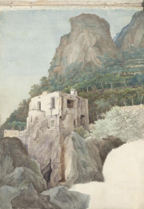 Felix Mendelssohn Bartholdy: Aquarell aus Amalfi im Skizzenbuch der Italien-Reise, Mai 1831 (MA Nachl. 22/B,1)
