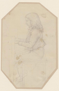 Felix Mendelssohn (Bartholdy) am Klavier. Zeichnung von Wilhelm Hensel, um 1822