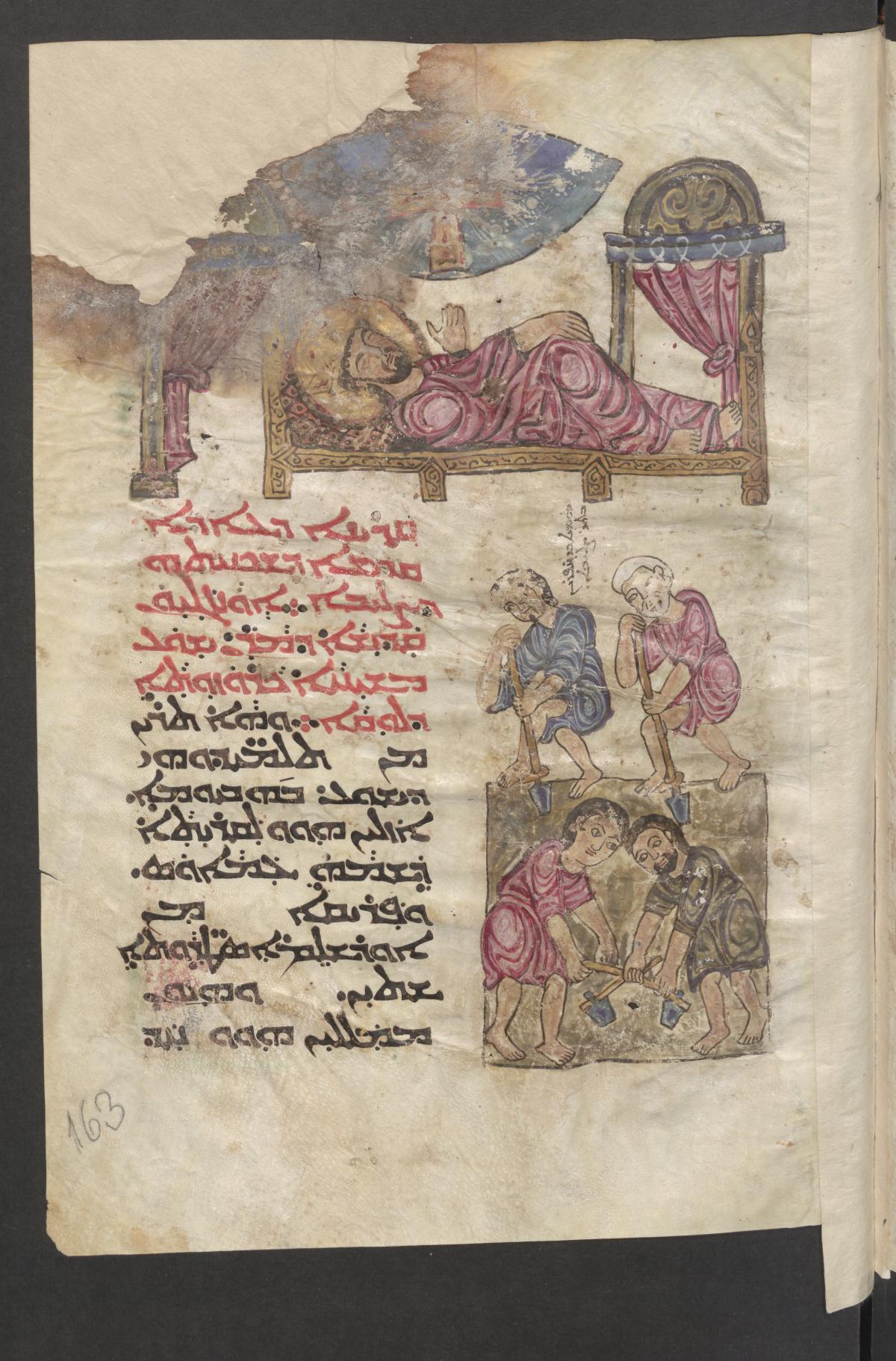 Figure 7: Dream of Constantine and Excavation of the Crosses. – SBB-PK: Sachau 304-3, folio 163r. – Public Domain
