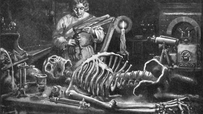 FRANKENSTEIN AT WORK IN HIS LABORATORY