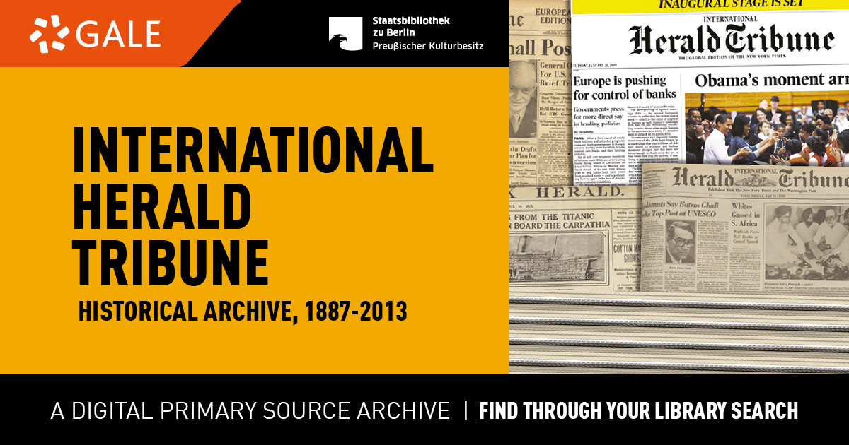 Gale-Datenbank: International Herald Tribune Historical Archive - Lizenz: CC-BY-NC-SA