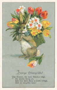 German Easter card (colour litho) (Quelle: Britannica ImageQuest © Private Collection /Look and Learn / Valerie Jackson Harris Collection / Bridgeman Images / Rights Managed)