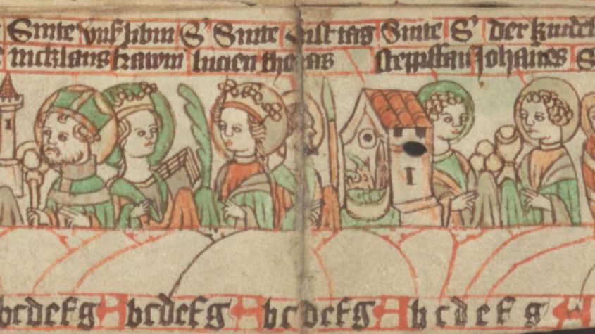 Saints' calendar for December. - Detail of Staatsbibliothek zu Berlin, Libr. pict. A 92, Germany (c. 1400) - Public Domain