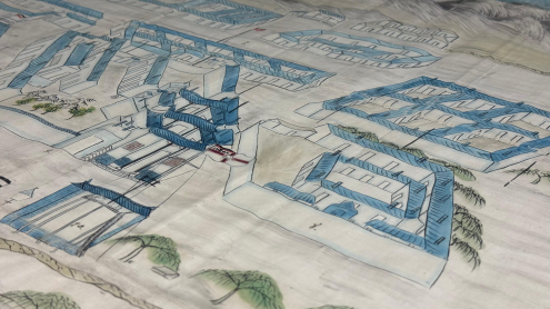 Detailansicht Falten und Wellen im Stoff