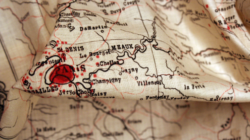 Detailansicht von Paris im gefalteten Zustand der Karte