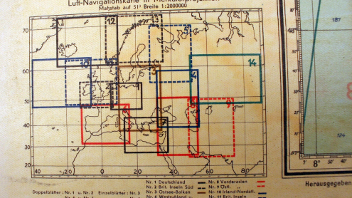 Detailansicht der Blattübersicht der einzelnen Luft-Navigationskarten, in er linken unteren Ecke