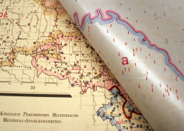 Detailansicht von Sprachbereichen des heutigen deutsch-polnischen Grenzgebietes, mit der Pausleinwand des a-Bereichs