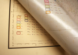 Detailansicht der Legende auf der Karte sowie der Pausleinwand