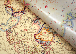 Detailansicht der verschiedenen Wortstamm-Bereiche an der deutschen Grenze zu Luxemburg, Pausleinwand mit der Endung e