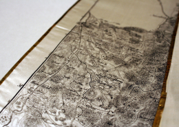 Detailansicht mehrerer Städte mit Goldrand