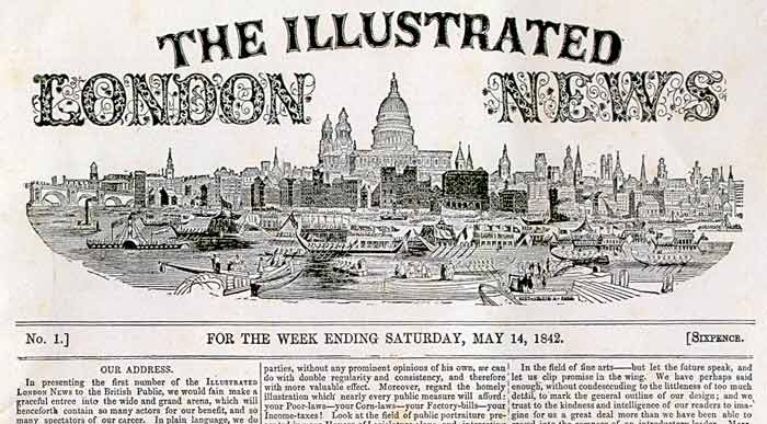 Titelkopf der ersten Ausgabe der Illustrated London News vom 14. Mai 1842.