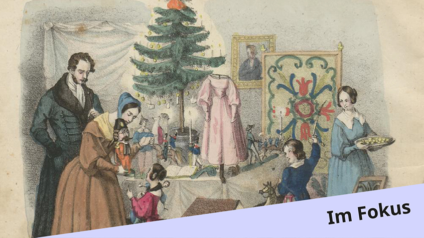 Peter Carl Geißlers Illustration zum Weihnachtsabend in E.T.A. Hoffmanns Nussknacker & Mäusekönig. Verlag der C.H. Zeh'schen Buchhandlung. 184X