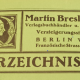 Martin Breslauer Antiquariat, Verzeichnis 30 (1917). - Source: Staatsbibliothek zu Berlin, Preussischer Kulturbesitz, Nachl. 307, II. 7. 2. Nr. 10; title-page