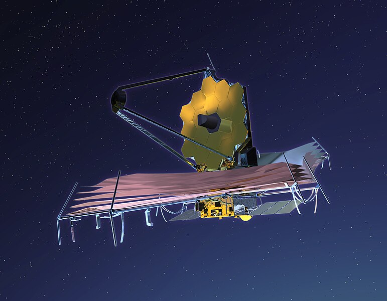 James Webb Space Telescope (JWST) artist's conception (NASA). Wikimedia Commons (public domain)