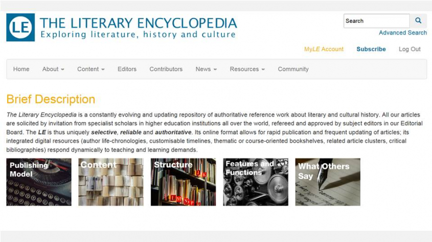 The Literary Encyclopedia -> About -> Who We Are (Screenshot)