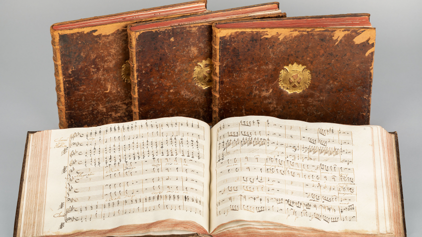 Sammelhandschrift (3 Bände) mit 52 italienischen Flötentrios (55 MS 10234) und Nachtgebet („Matutin“) des portugiesischen Klostermönchs Frei Francisco de Sao Boaventura (55 MS 10233)