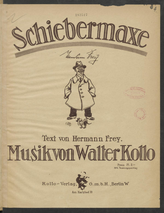 Titelblatt des Notendrucks mit Zeichnung von Zille