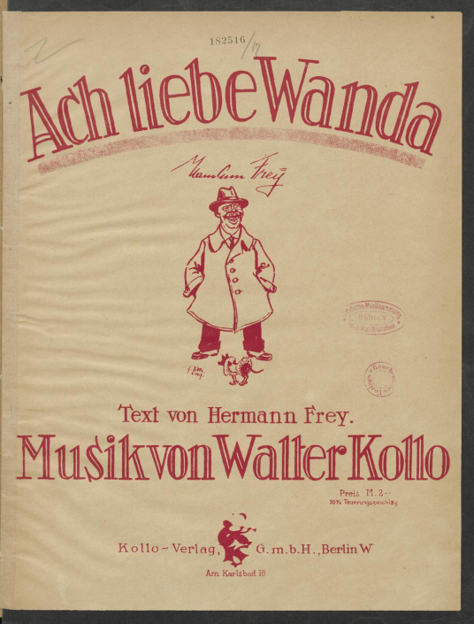 Titelblatt des Notendrucks "Ach liebe Wanda"