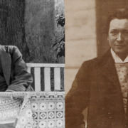 Rainer Maria Rilke im Garten auf einer Bank sitzend. 1913. bpk-Fotoarchiv / Fotograf unbekannt | Ferruccio Busoni in Venedig, 1909 © SBB