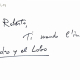 Notiz von Claudio Abbado an Roberto Benigni zur Übersendung einer spanischen Textfassung von „Peter und der Wolf“