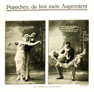 Szenenbild Elsa Grünberg und Arnold Rieck (Foto: Verlag Photochemie, M. W. Willinger / Jean Gilbert-Album, 1914) Szenenbild Elsa Grünberg und Arnold Rieck (Foto: Verlag Photochemie, M. W. Willinger / Jean Gilbert-Album, 1914)