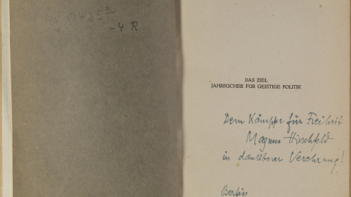 Das Ziel. Jahrbücher für geistige Politik. München: Kurt Wolff, 1920. Signatur: Ag 10425-4.1920
