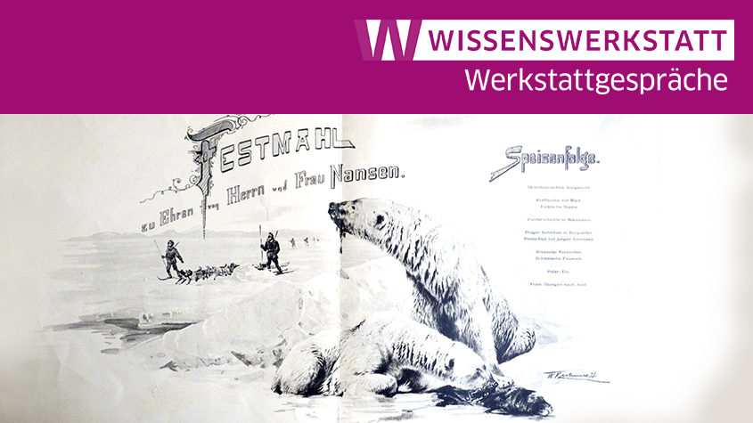 Bildausschnitt: Menükarte zum Empfang für den Polarforscher Fridtjof Nansen 1897 - Nummer 63 der Menükartensammlung der SBB Handschriftenabteilung. SBB-PK