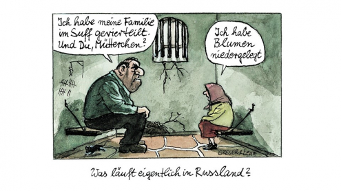 Karikatur "Was läuft eigentlich in Russland?" Copyright © Greser & Lenz F.A.Z.