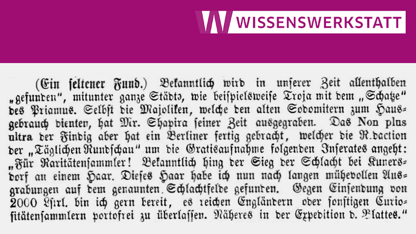Innsbrucker Nachrichten, 03.09.1883 (Montag), Nr 201, Seite 6 (3720) "Ein seltener Fund"