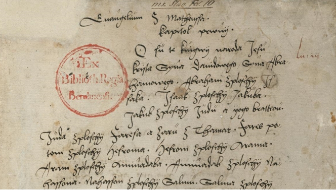 Das Niedersorbische Testament von 1548 - Ausschnitt/Bildnachweis: Staatsbibliothek zu Berlin, Lizenz: CC BY-NC-SA 4.0