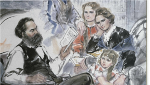 Ghan Zen Lun: Karl Marx im Familienkreis. – Datierung: o.J. – Copyright: bpk / Alfredo Dagli Orti