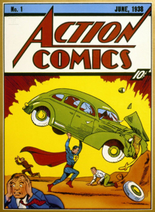 SUPERMAN COMIC BOOK, 1938. - Cover of the April 1938 issue of 'Action Comics,' featuring the first appearance of the character Superman, created by Jerry Siegel and Joe Shuster.. Fine Art. Britannica ImageQuest, Encyclopædia Britannica, 25 May 2016.