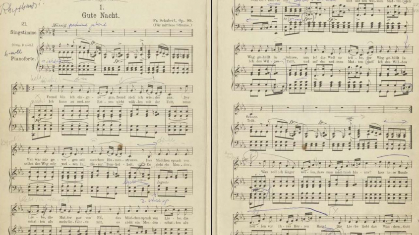 Handexemplar der Winterreise mit Eintragungen von Dietrich Fischer-Dieskau (55 Nachl 98/C,106)